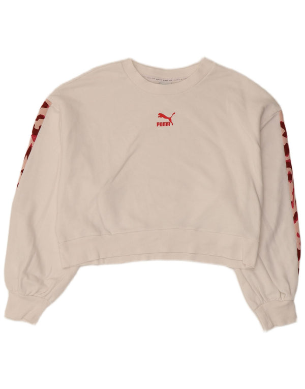 Женский укороченный свитшот PUMA UK 16, большой белый камуфляжный хлопок