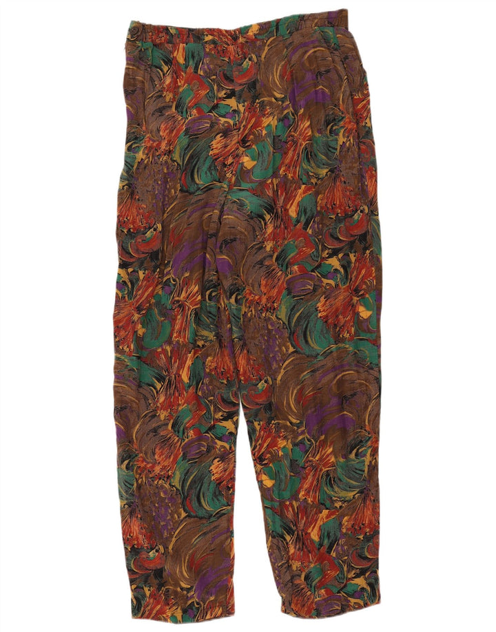 Винтажные женские повседневные брюки с абстрактным узором и пряжками W32 L29, коричневые