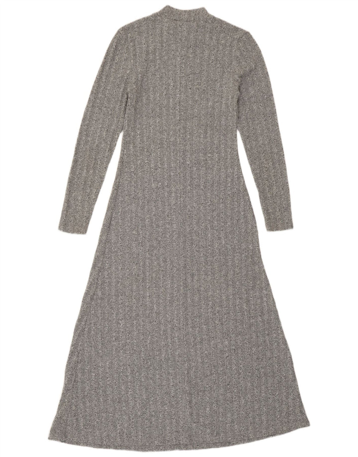 Длинное женское платье-джемпер Zara UK 12, средний серый полиэстер с крапинками