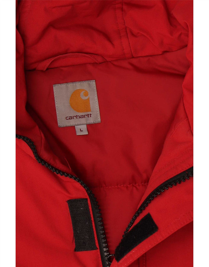 Мужская стеганая куртка с капюшоном Carhartt UK 40, большая красная нейлоновая ткань