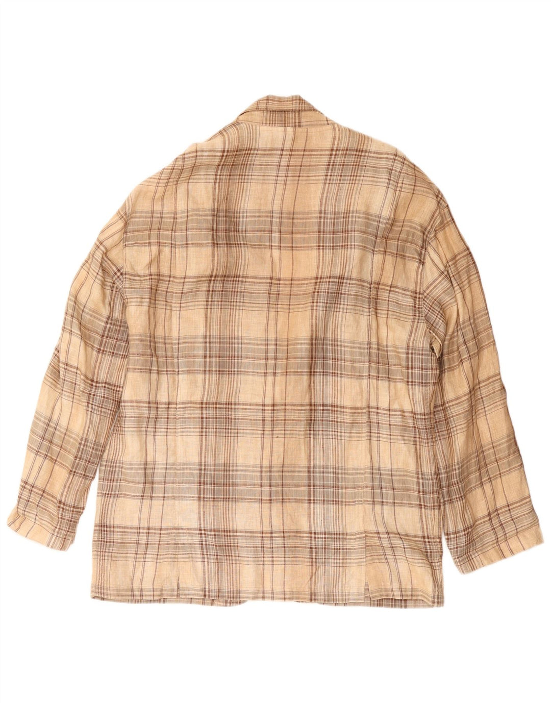 Винтажный мужской пиджак на 3 пуговицах IT 52 XL в бежевую клетку