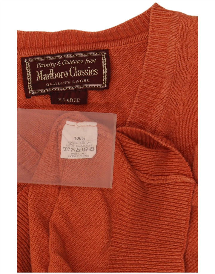 Мужской джемпер с v-образным вырезом Marlboro Classics XL, оранжевый, хлопок