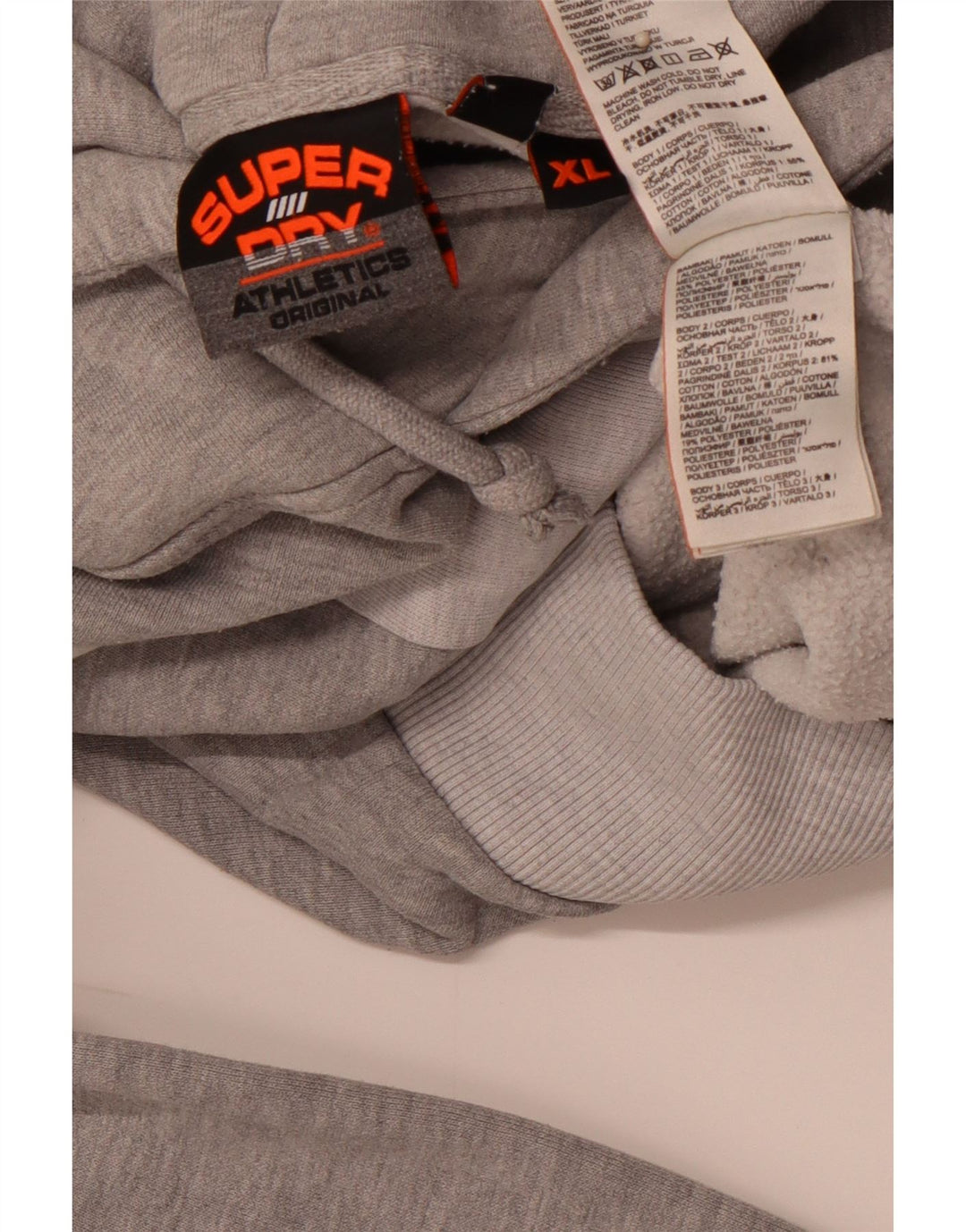SUPERDRY Мужской джемпер с капюшоном с рисунком, XL, серый, хлопок с цветными блоками