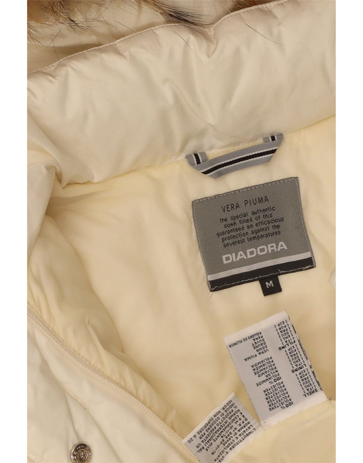 Женское стеганое пальто с капюшоном Diadora UK 14, средний белый полиэстер