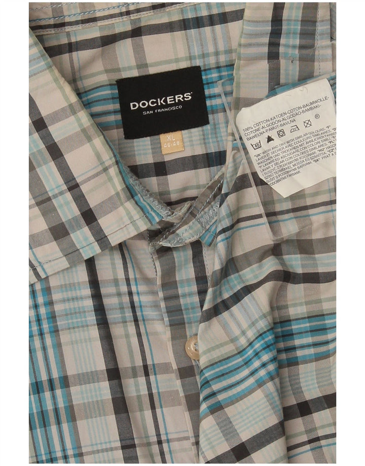 Мужская рубашка Dockers, размер 46/48 XL, синяя клетка, хлопок