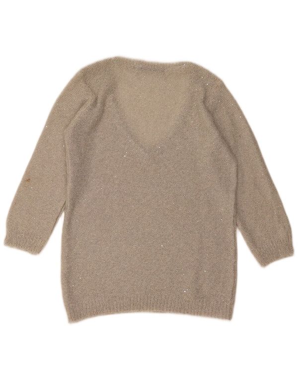 Женский джемпер с v-образным вырезом и рукавами 3/4 Zara UK 10, маленький серый цвет