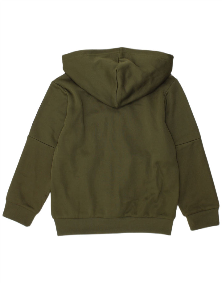 ADIDAS Boys Zip Hoodie Sweater 6-7 Years Green Polyester