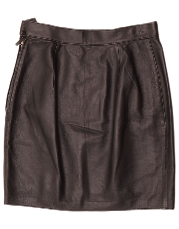 Vintage Womens Mini Leather Skirt W28 Medium Black