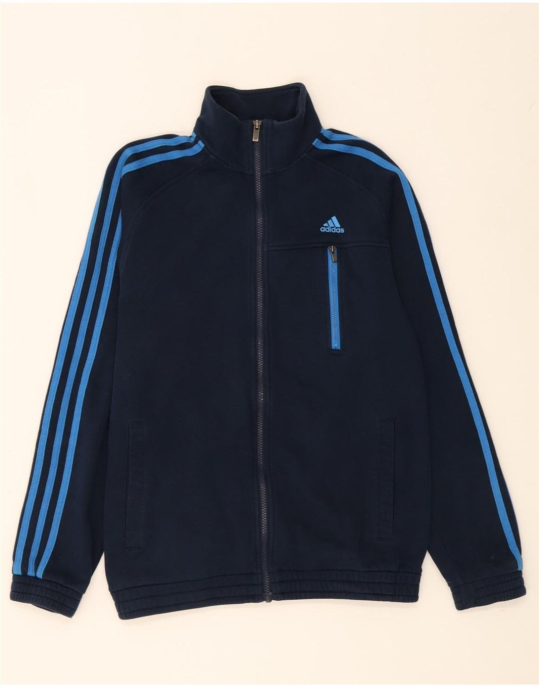 ADIDAS Mens Tracksuit Top Jacket UK 38/40 Medium Navy Blue Cotton