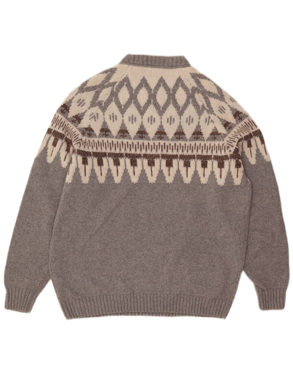 Мужской джемпер с круглым вырезом Maestrami IT 54 XL, серый, шерсть Fair Isle