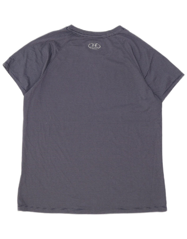 Женская футболка Under Armour Heat Gear Top UK 16, большая темно-синяя полоска