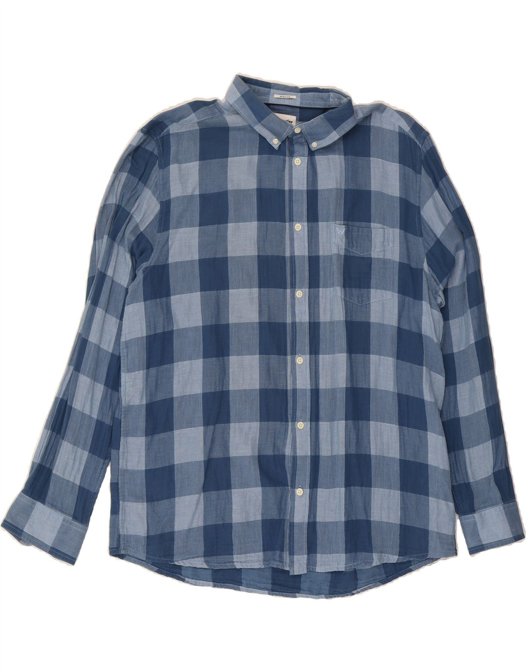 WRANGLER Mens Regular Fit Shirt Large Blue Check Vintage Wrangler and Second-Hand Wrangler from Messina Hembry 