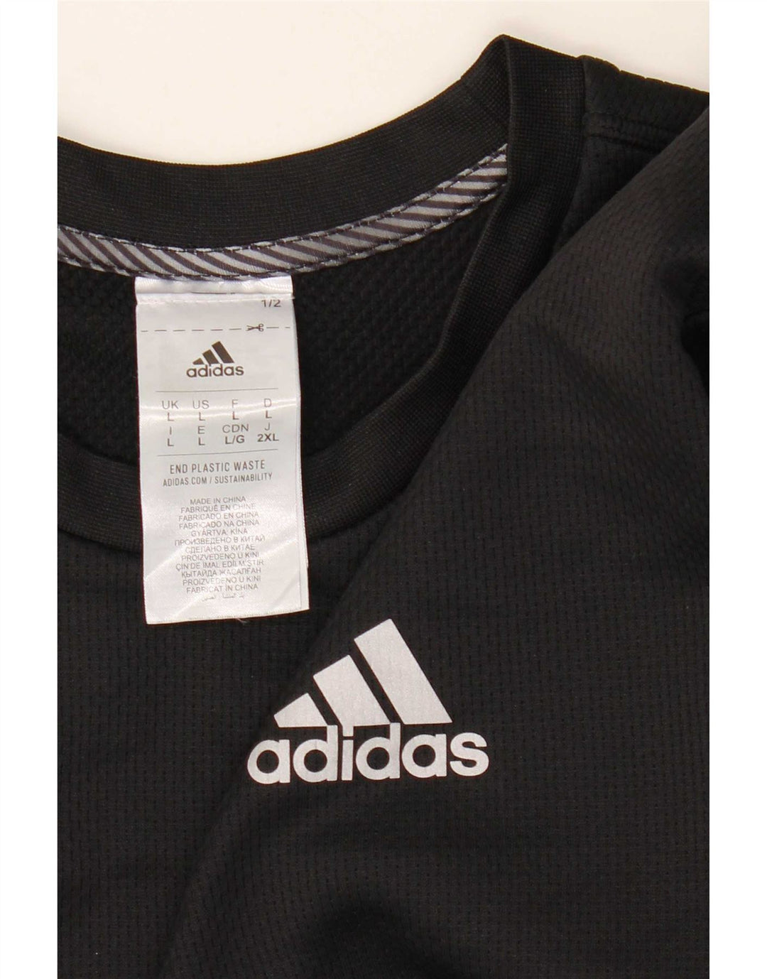 Мужской топ Adidas Aeroready с длинным рукавом, большой черный полиэстер с цветными блоками