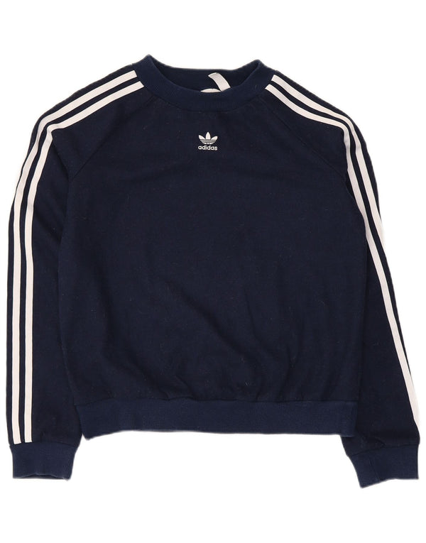 Мужской укороченный свитер Adidas UK 8, маленький темно-синий, полиэстер