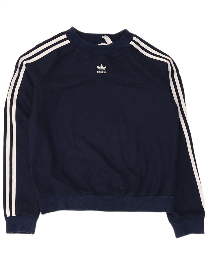 Мужской укороченный свитер Adidas UK 8, маленький темно-синий, полиэстер