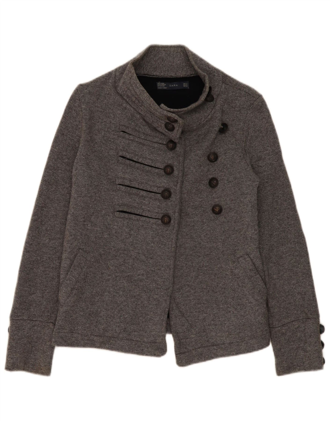 Женский двубортный пиджак Zara UK 10, маленький серый шерстяной пиджак