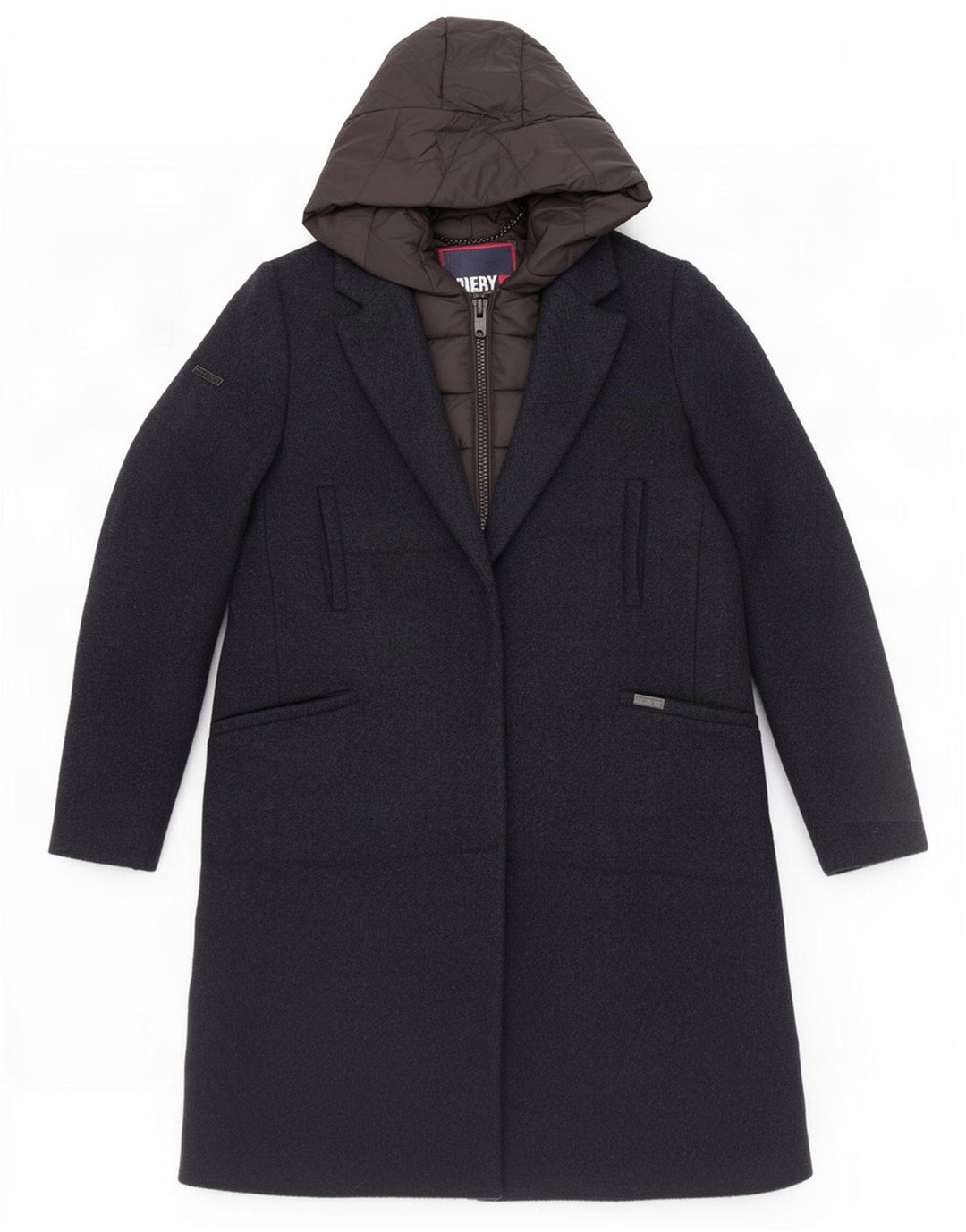 Женское стеганое пальто с капюшоном Superdry UK 10, маленький темно-синий, полиэстер