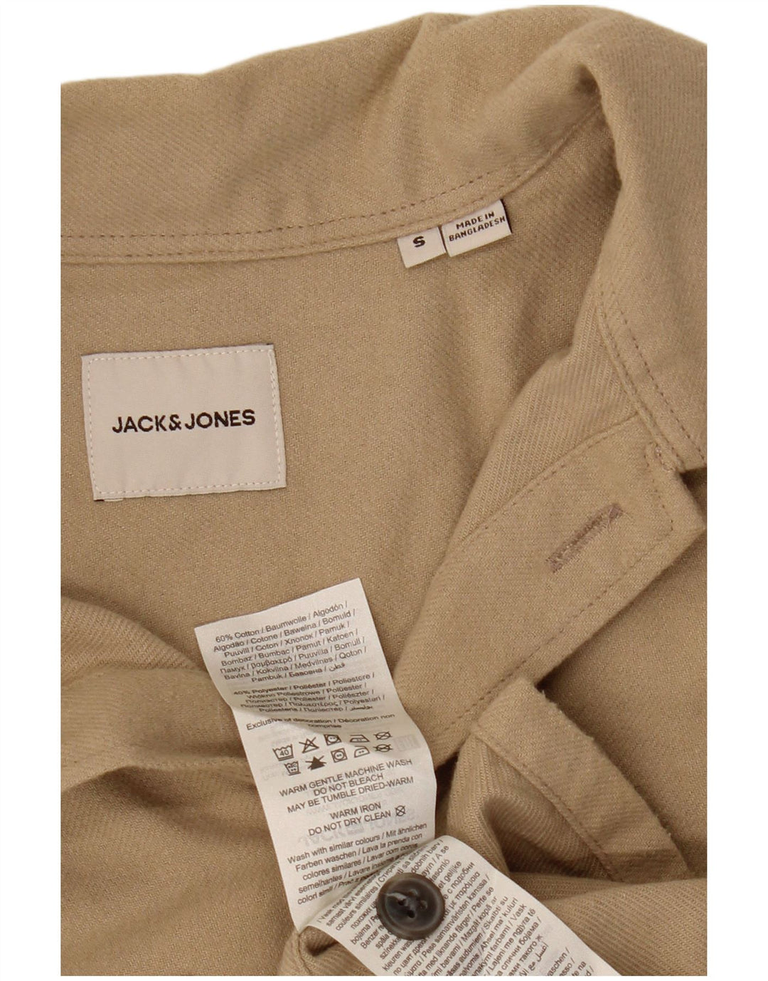Мужская фланелевая рубашка JACK & JONES, маленькая, бежевый, хлопок