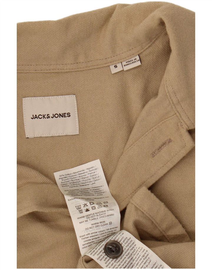 Мужская фланелевая рубашка JACK & JONES, маленькая, бежевый, хлопок