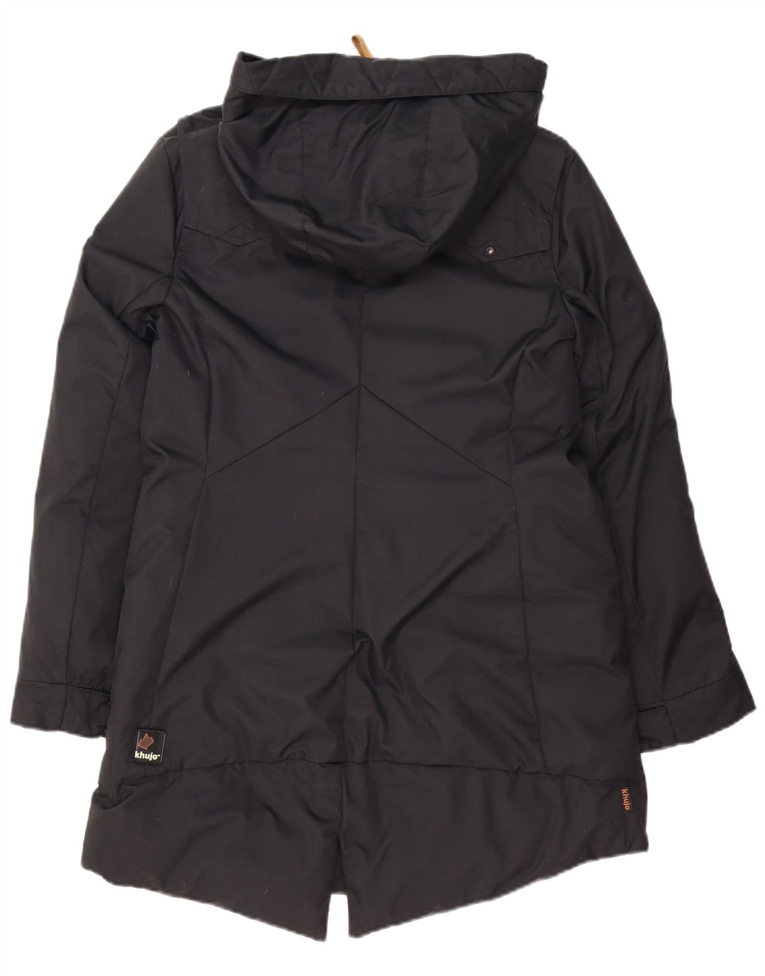 KHUJO Womens Oversized Hooded Parka Jacket UK 10 Small Black Nylon