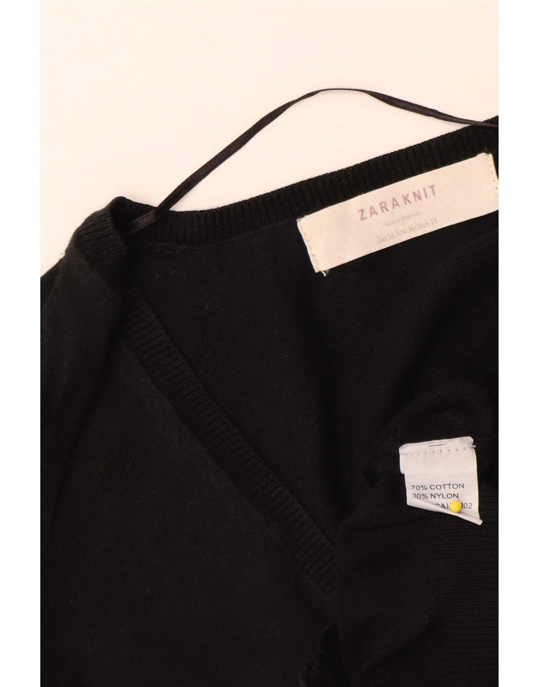 Женский кардиган Zara UK 12, средний черный хлопковый свитер