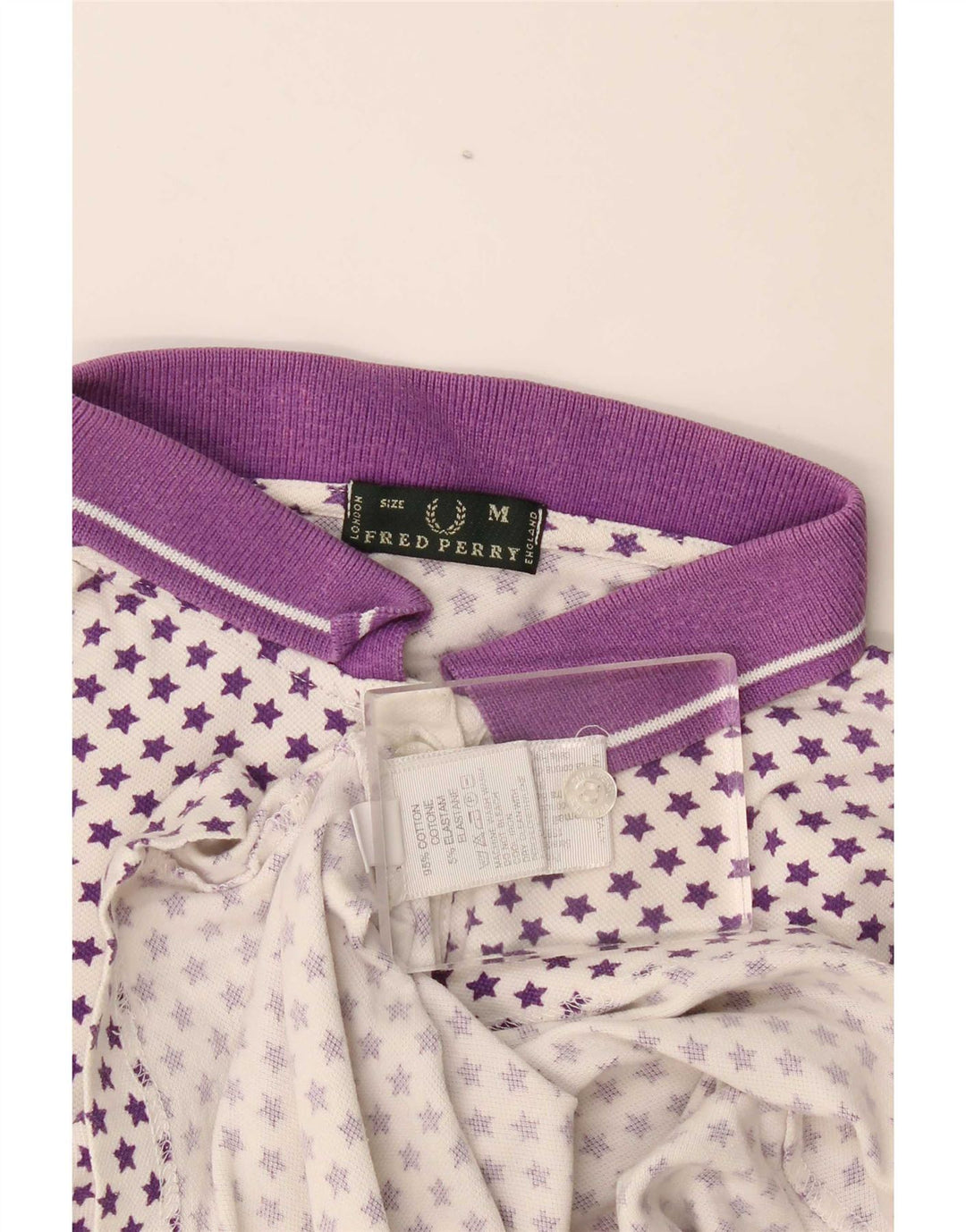 Женская рубашка поло Fred Perry UK 12, хлопок среднего цвета в белые пятна