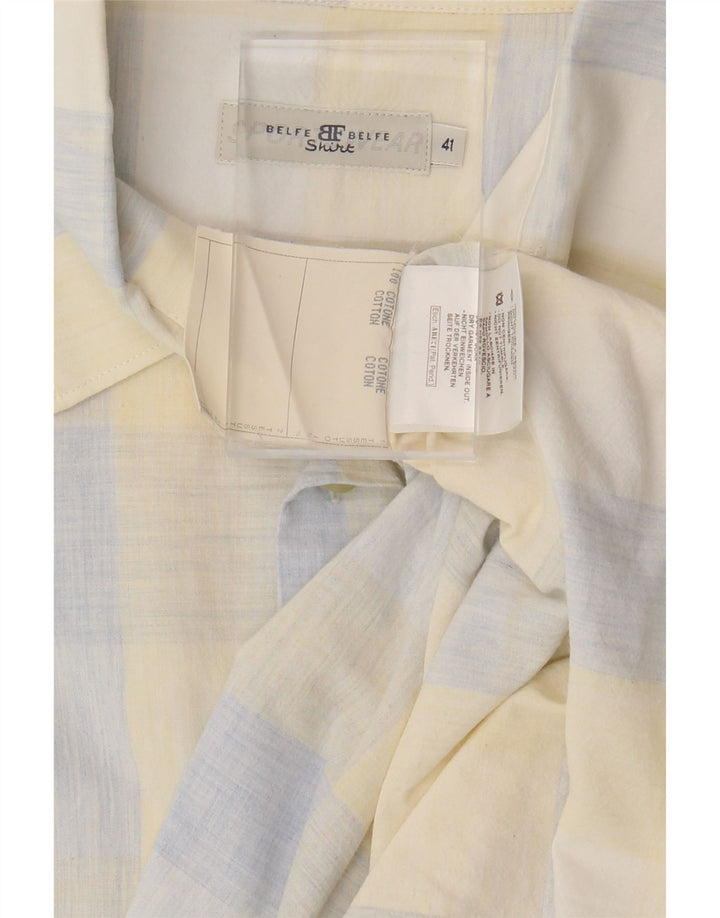 BELFE & BELFE Mens Shirt Size 41 Large Yellow Plaid Cotton Vintage Belfe & Belfe and Second-Hand Belfe & Belfe from Messina Hembry 