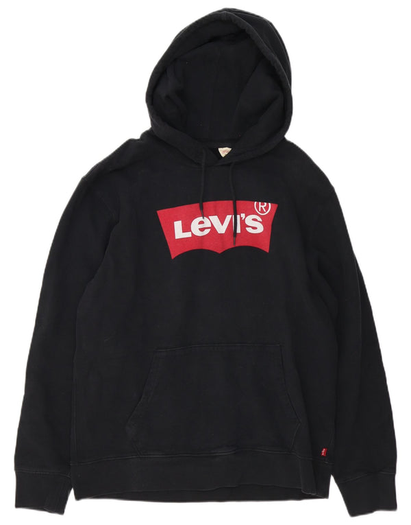 Мужской джемпер с капюшоном Levi's, черный, хлопковый, среднего размера