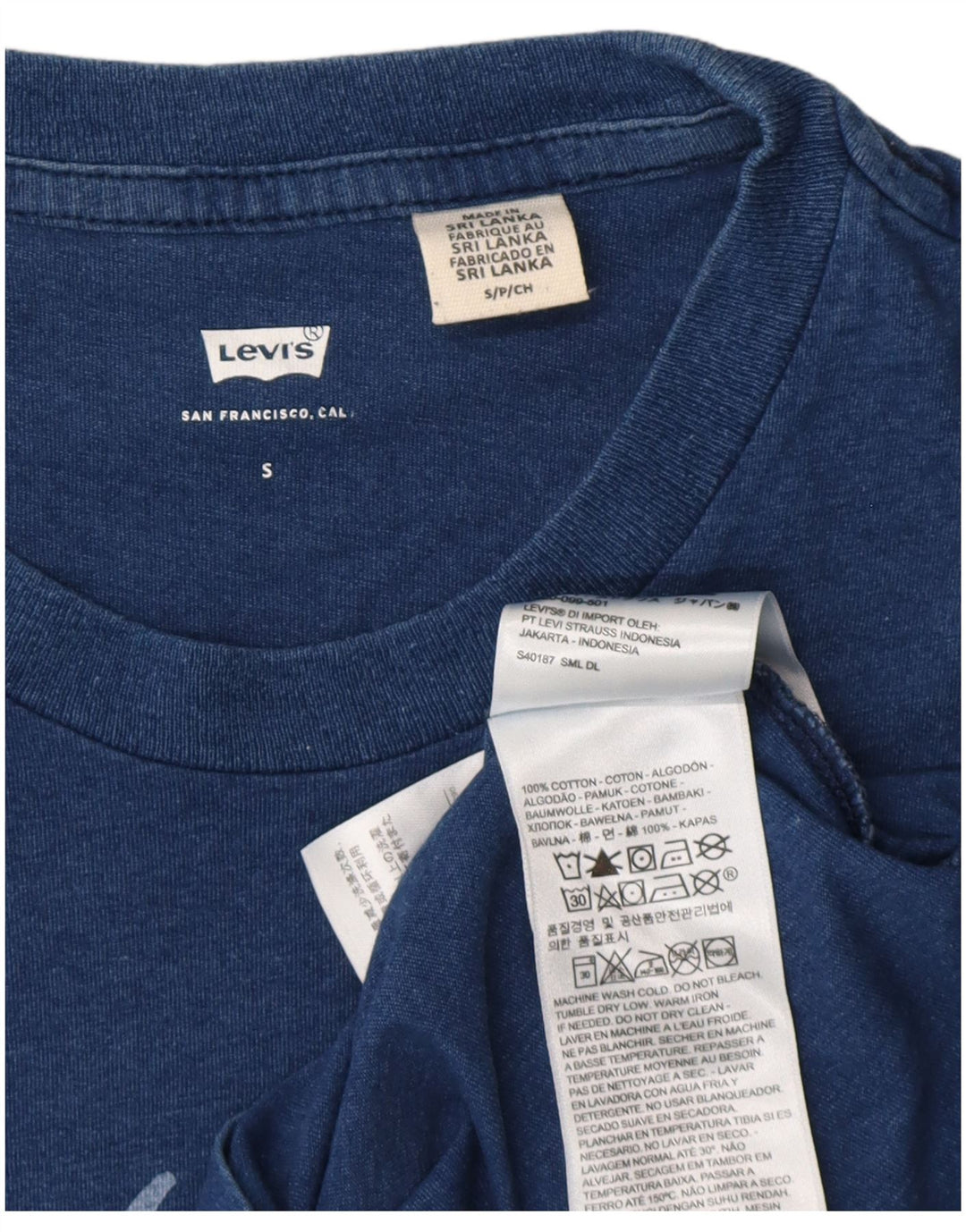 Мужская футболка с рисунком Levi's, маленький синий хлопок