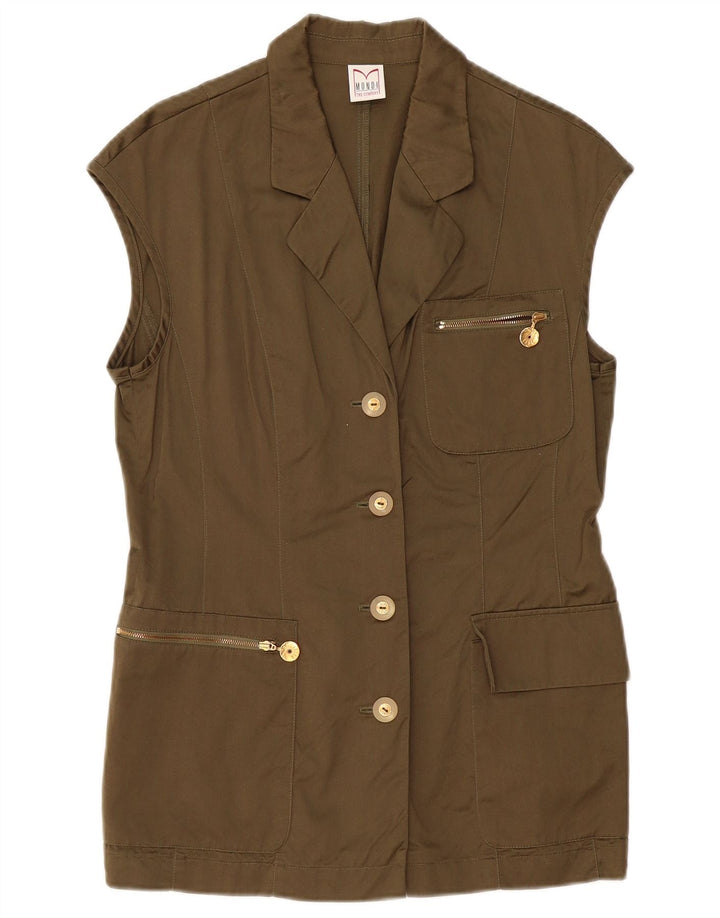 MONDI Женский пиджак без рукавов на 4 пуговицах, цвет ЕС 38, средний цвет хаки, хлопок