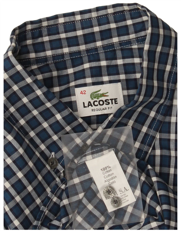 Мужская рубашка стандартного кроя Lacoste, размер 42, большая синяя клетка, хлопок