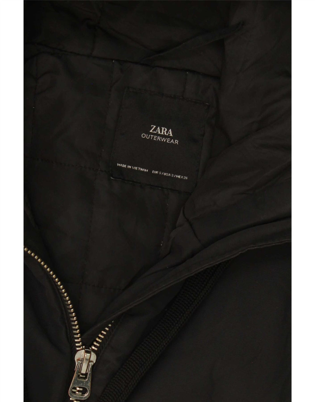 Женская утепленная куртка оверсайз с капюшоном Zara UK 10, маленькая черная