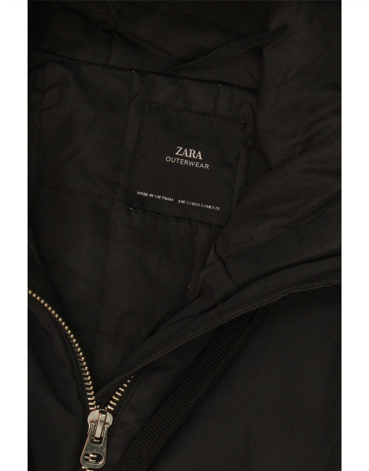 Женская утепленная куртка оверсайз с капюшоном Zara UK 10, маленькая черная