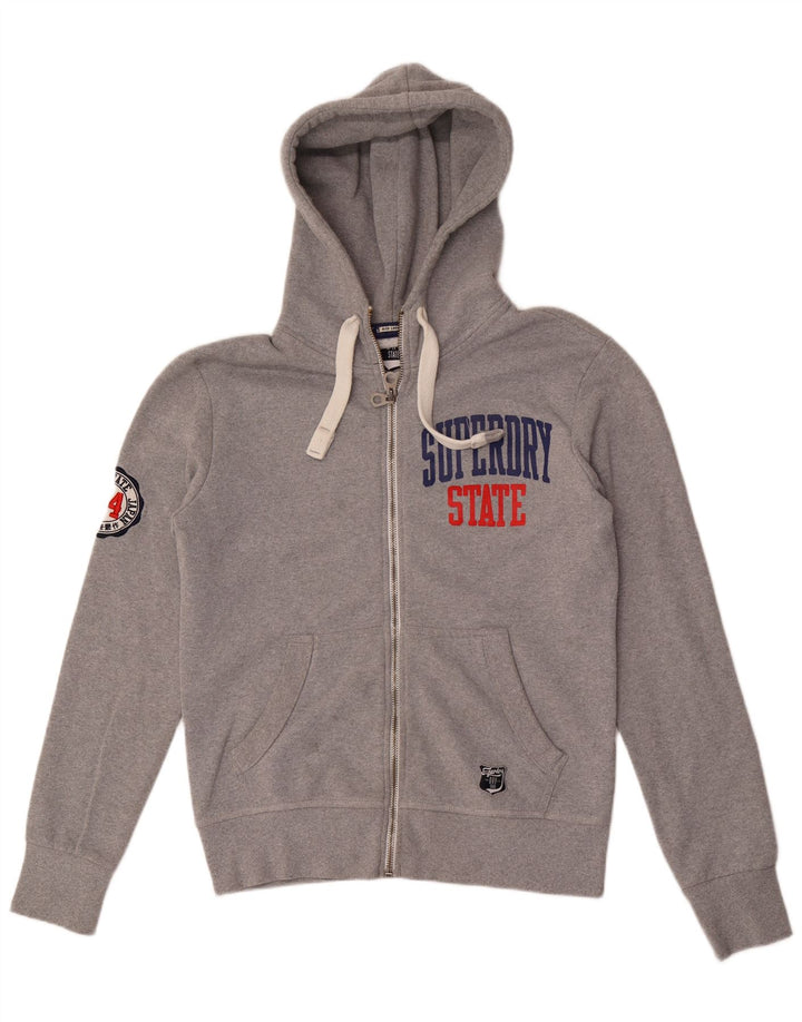 SUPERDRY Мужской свитер с капюшоном и молнией с графическим рисунком, большой серый полиэстер