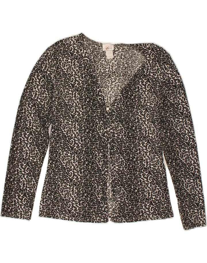 CAROL Womens Shirt Blouse UK 14 Large Grey Animal Print Polyester Vintage Carol and Second-Hand Carol from Messina Hembry 