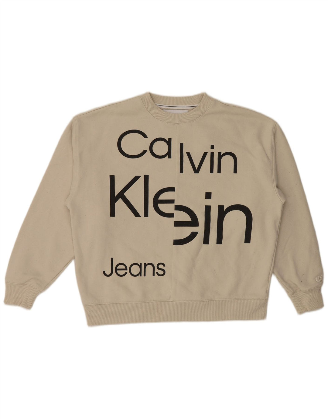 Мужской свитшот с рисунком Calvin Klein Jeans, джемпер среднего размера, белый хлопок, хлопок
