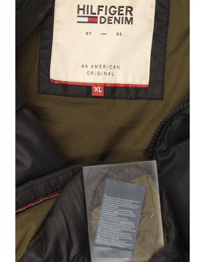 TOMMY HILFIGER Мужская стеганая куртка с капюшоном UK 42 XL, черный полиэстер