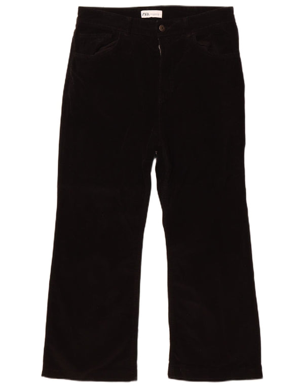 Женские укороченные вельветовые брюки Zara, большие размеры W32 L23, черный хлопок, EU 42