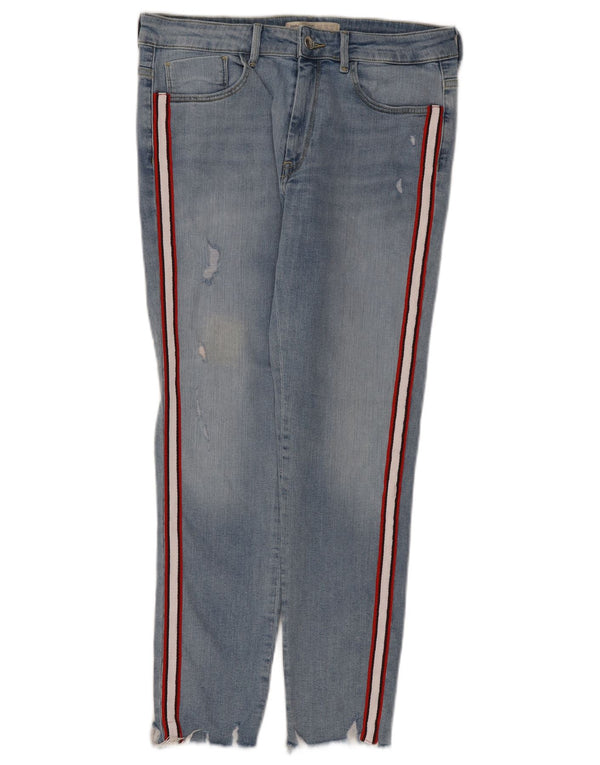 Женские потертые узкие джинсы Zara EU 42, большие W32 L26, синие, хлопок