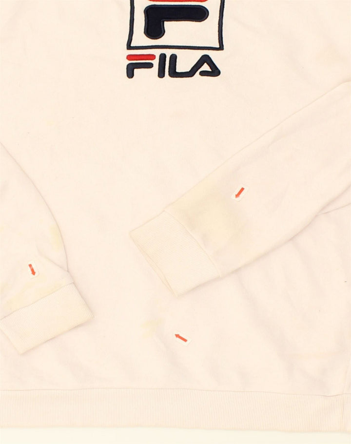 FILA Womens Sweatshirt Jumper UK 10 Small White Cotton | Vintage Fila | Thrift | Second-Hand Fila | Used Clothing | Messina Hembry 