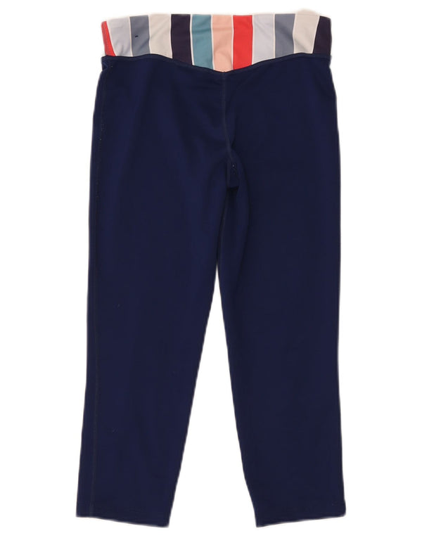 Nike Girls Dri Fit Graphic Leggings 12-13 Years Large Navy Blue Colourblock