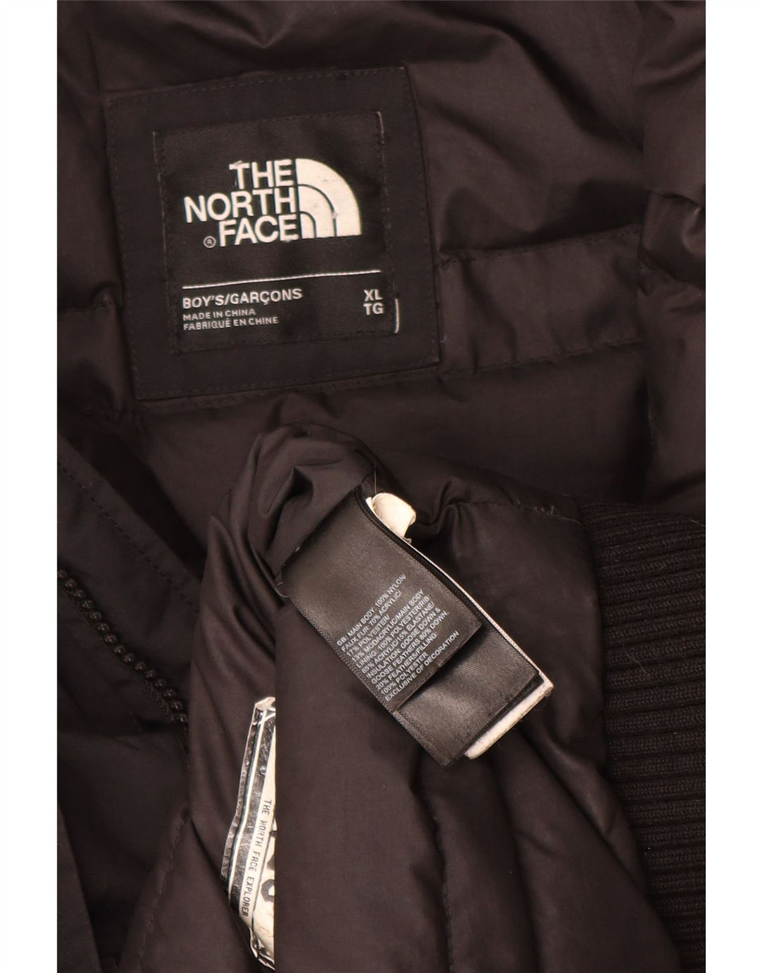 Стеганая куртка с капюшоном для мальчиков The North Face, 14–15 лет, размер XL, черный полиэстер