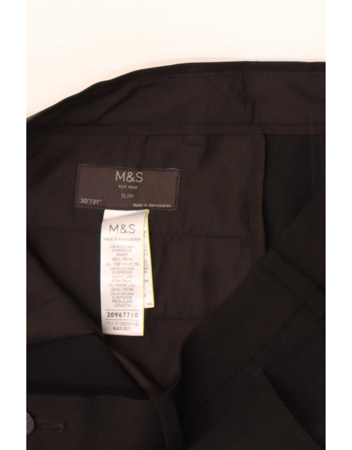 Мужские узкие повседневные брюки Marks & Spencer W30 L31 черные из полиэстера