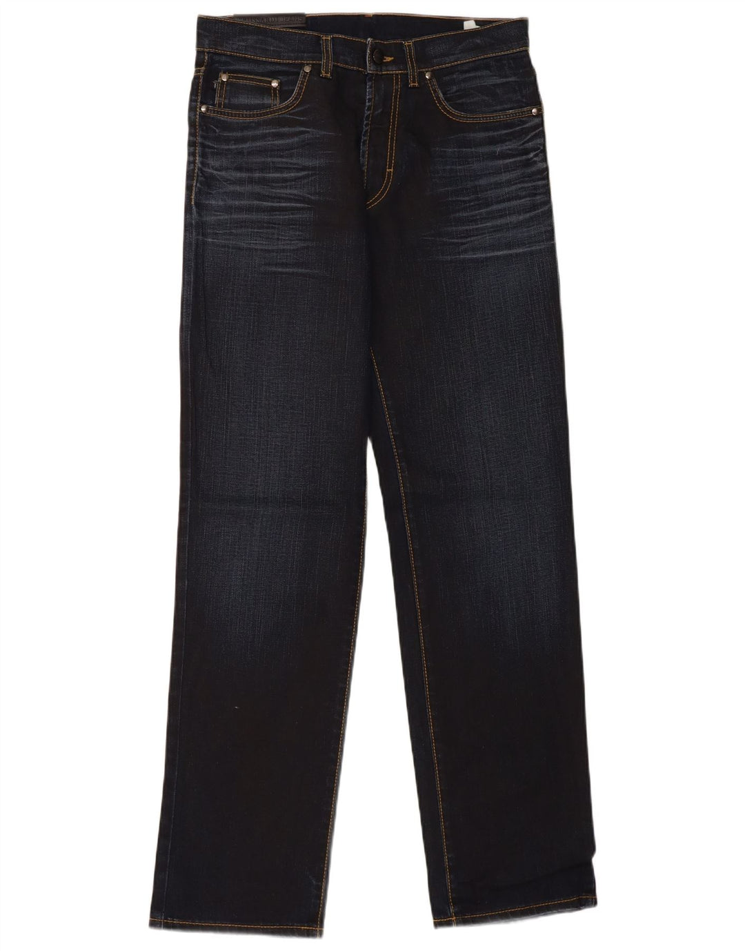 TRUSSARDI Mens Straight Jeans W33 L32 Navy Blue Cotton