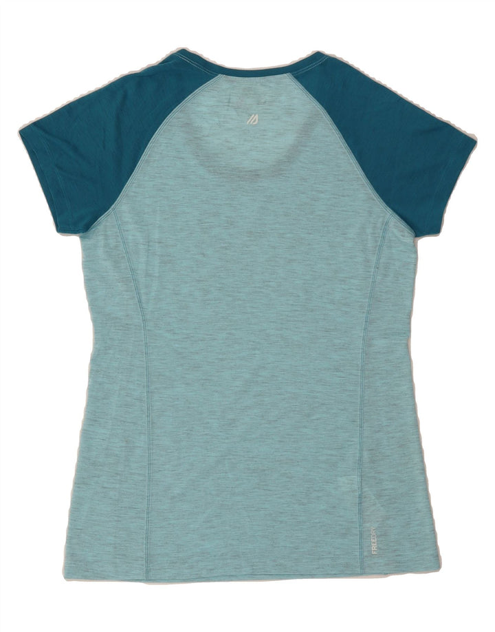 EDDIE BAUER Womens T-Shirt Top UK 12 Medium Blue Colourblock Polyester Vintage Eddie Bauer and Second-Hand Eddie Bauer from Messina Hembry 