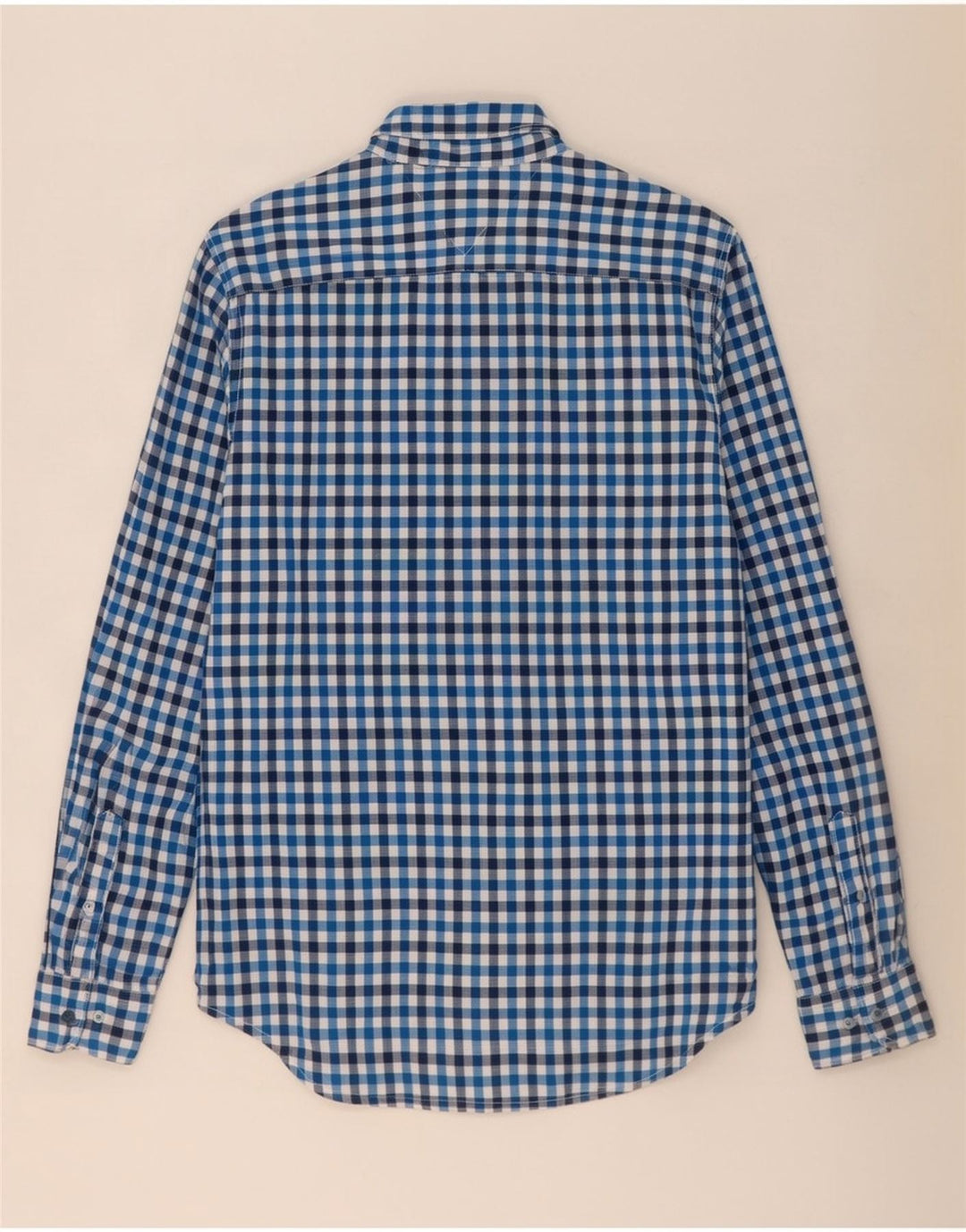 Tommy Hilfiger Мужская рубашка New York Fit Среднего синего цвета в мелкую клетку из хлопка