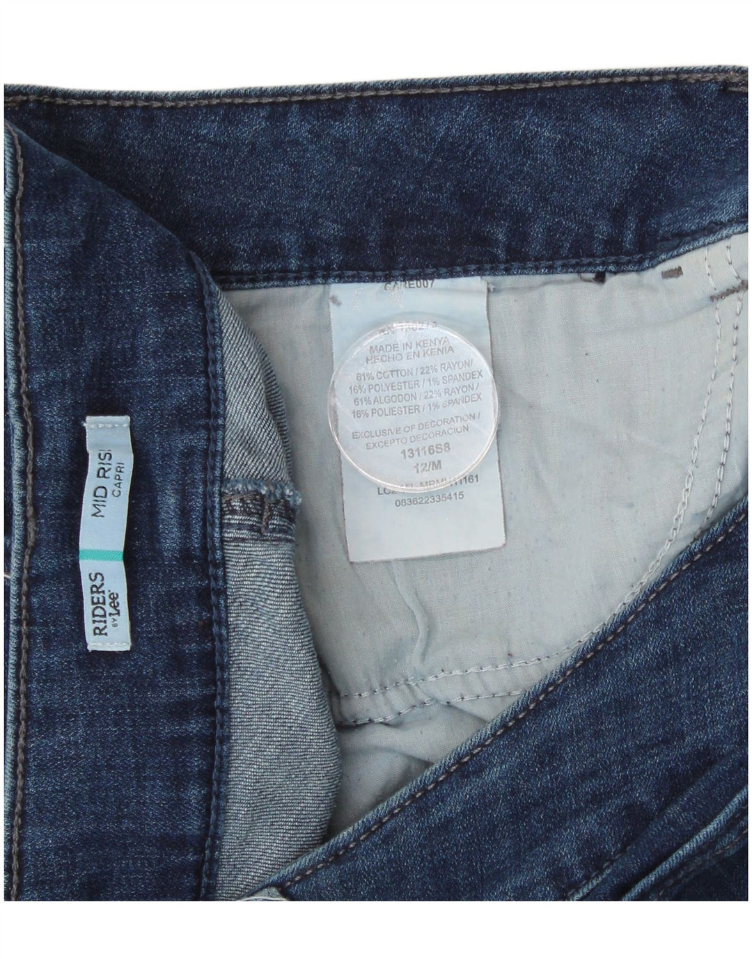 Женские капри Lee со средней посадкой, США 12, большие, W34 L20, синие, хлопок