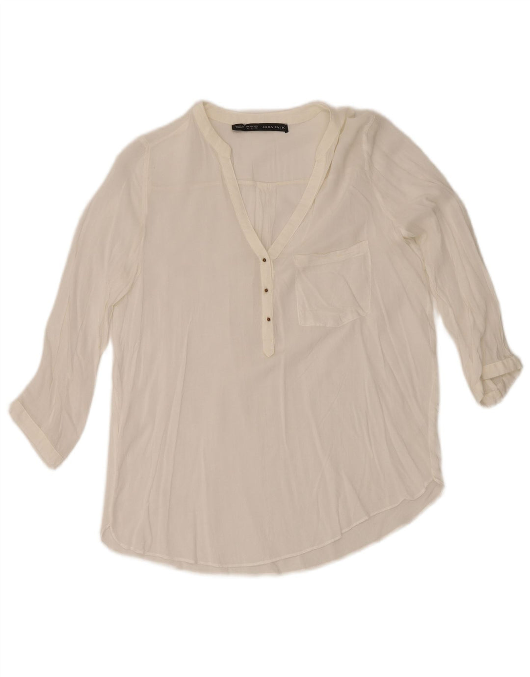 Женская блузка с рукавом 3/4 Zara UK 12, средний белый