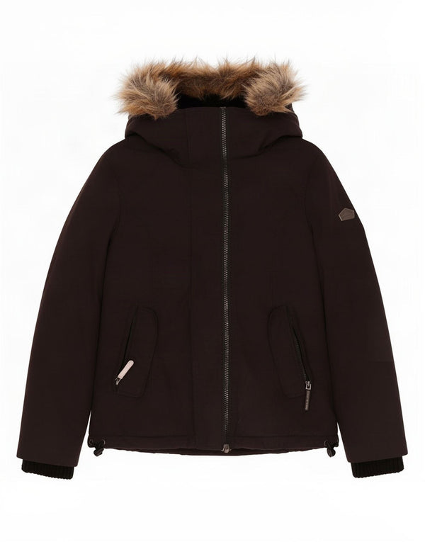 Женская ветровка с капюшоном Superdry UK 10, маленькая черная, полиэстер