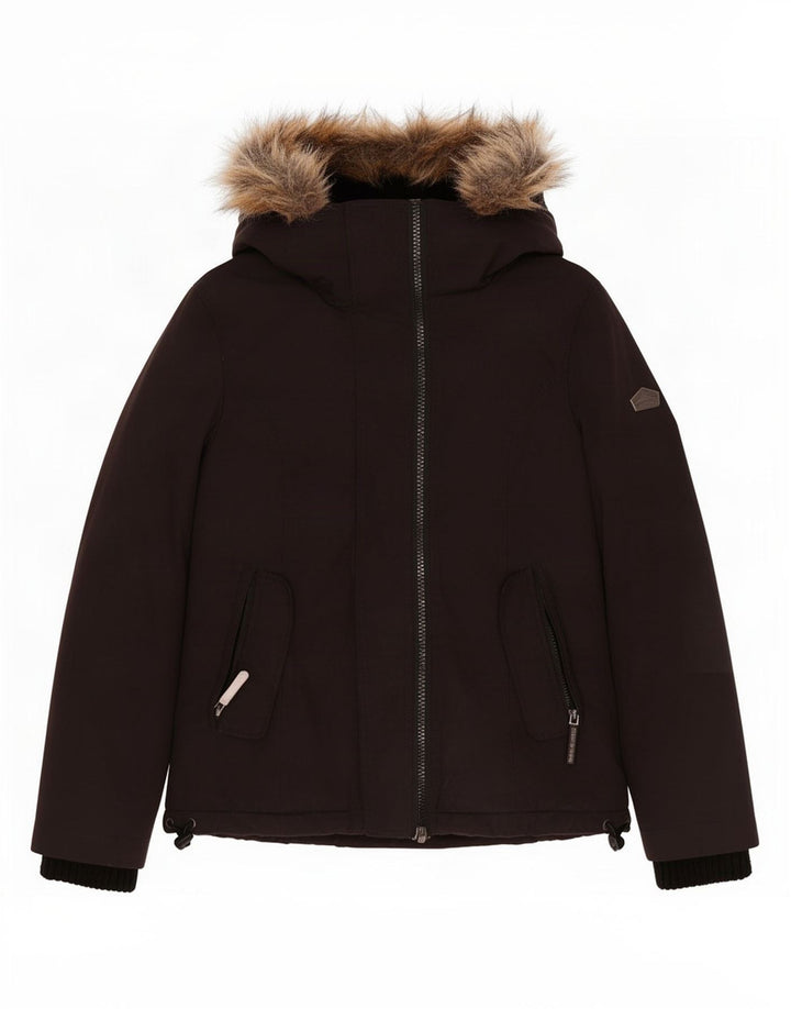 Женская ветровка с капюшоном Superdry UK 10, маленькая черная, полиэстер